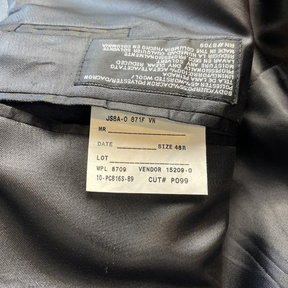 Stafford Houndstooth Check Blazer Mens 48R 2-Button Sport Coat Green Blue Jacket - Picture 8 of 10